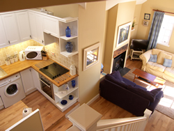 Lounge at Castaway self-catering cottage, Lower Largo, Fife, Scotland, UK