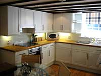 Kitchen at Weavers Hall self-catering cottage, Newburgh, Fife, Scotland, UK